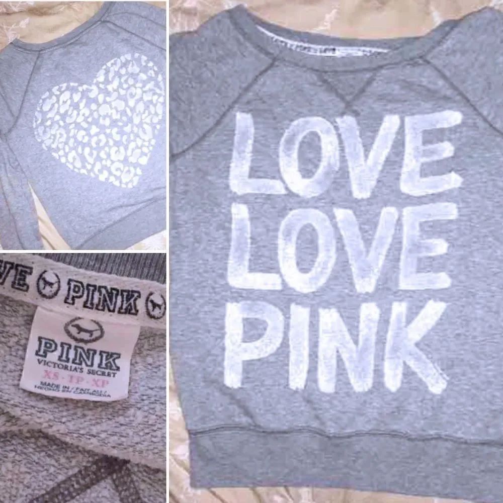 VS Pink Gray Sweatshirt Leopard Print size XS EUC